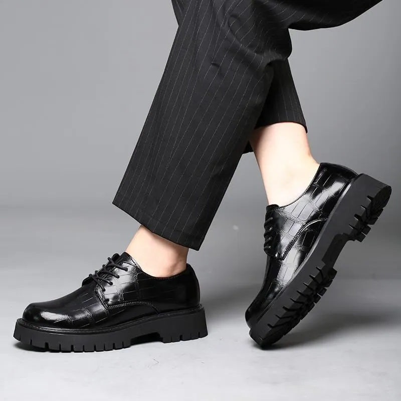 Men's Patent Leather Business Oxford Shoes Classic Round Toe Shiny Checkered Comfortable Dress Loafers Non Slip Casual Business Work Formal Shoes