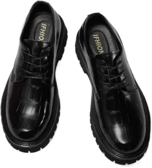 Men's Patent Leather Business Oxford Shoes Classic Round Toe Shiny Checkered Comfortable Dress Loafers Non Slip Casual Business Work Formal Shoes