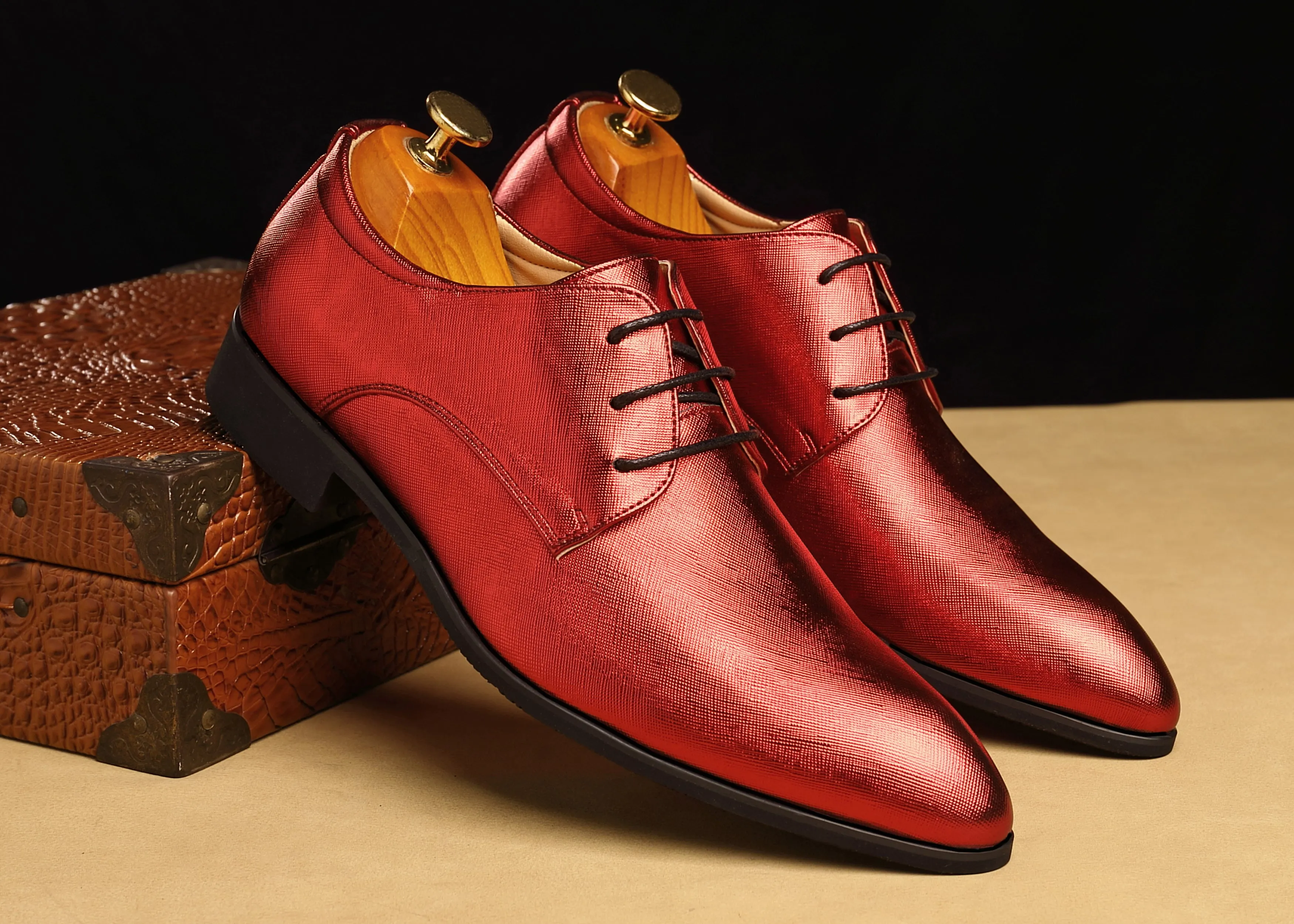 Men's Plain Matte Leather Derby Shoes