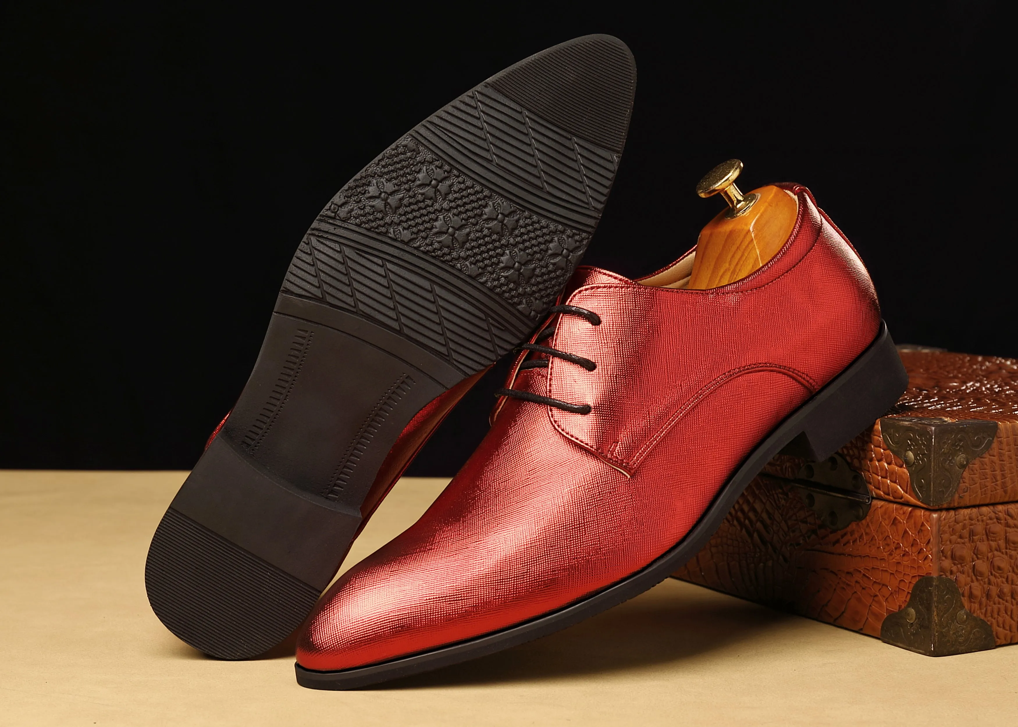 Men's Plain Matte Leather Derby Shoes