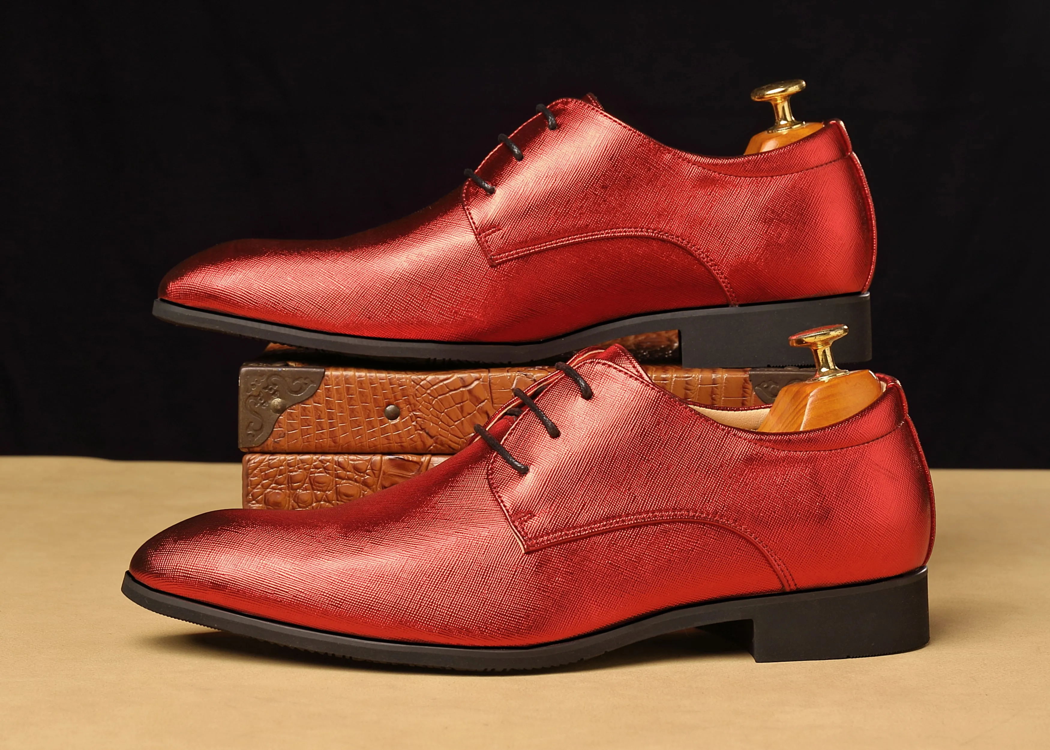Men's Plain Matte Leather Derby Shoes