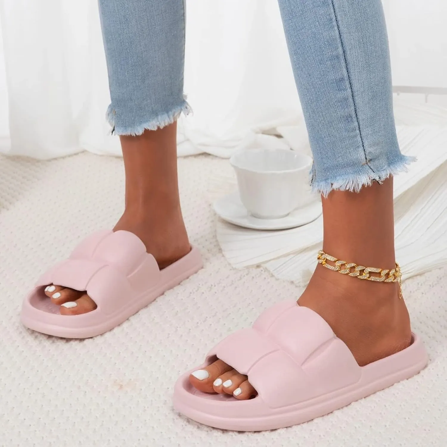 Mens Shower Shoes Shower Shoes Women Slides for Men Womens Slides Indoor Living Room House Slippers