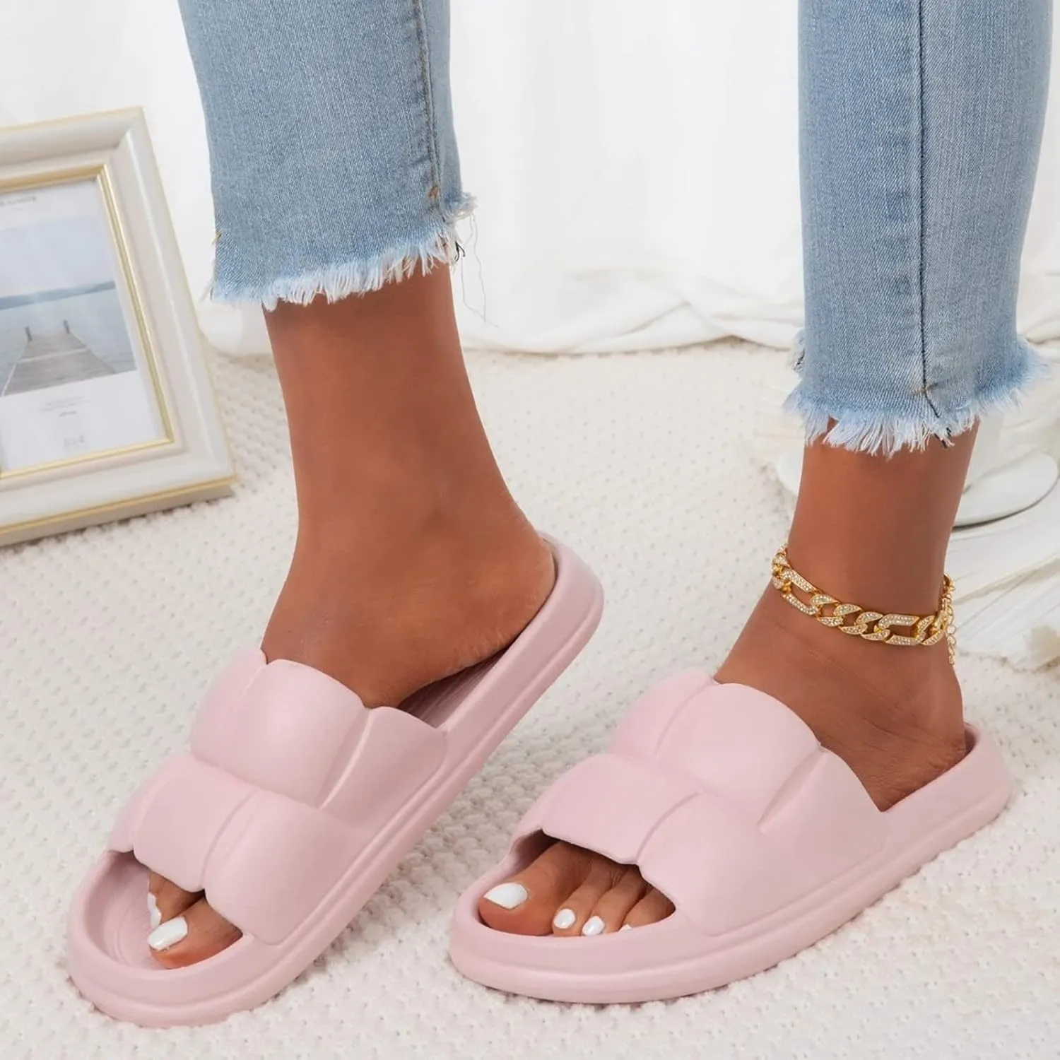Mens Shower Shoes Shower Shoes Women Slides for Men Womens Slides Indoor Living Room House Slippers