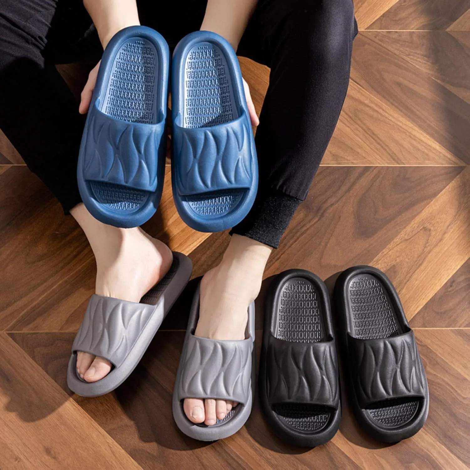 Mens Slippers Womens Slides Cloud Slippers for Men Slides for Women Travel Non Slip Bathroom