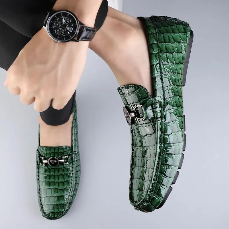 Mens Sport Oxford Shoes Leather Dress Shoes Lightweight Business Casual Shoes for Office Comfortable(Green,10)