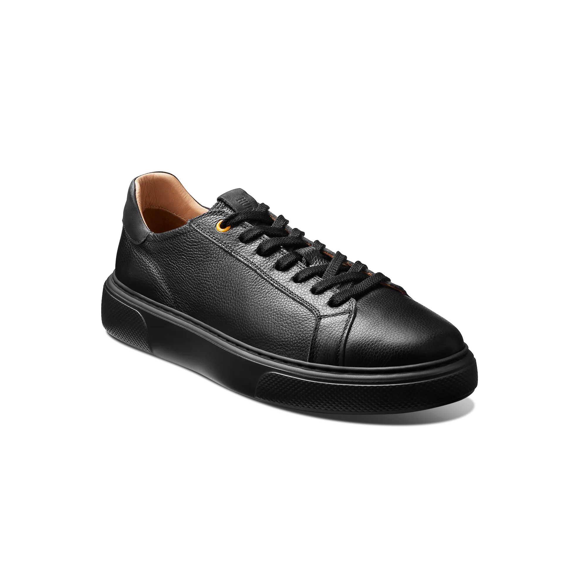 Casual grip Breathable Perforated Details MEN'S SUNSET SNEAKER 2.0-Black Leather on Black Sole | Samuel Hubbard