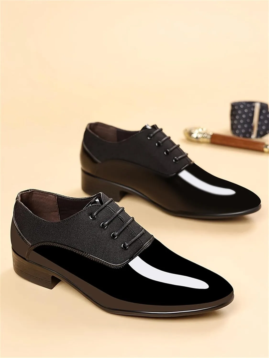 Men's Vintage High Gloss Dress Shoes Patent Leather Oxford Business Suit Tuxedo Formal Shoes Prom Weddings