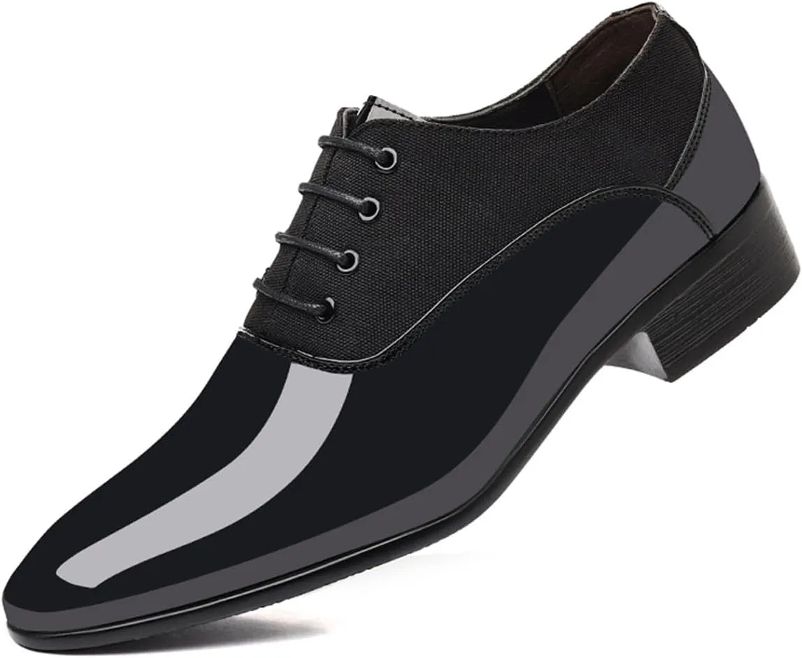Men's Vintage High Gloss Dress Shoes Patent Leather Oxford Business Suit Tuxedo Formal Shoes Prom Weddings