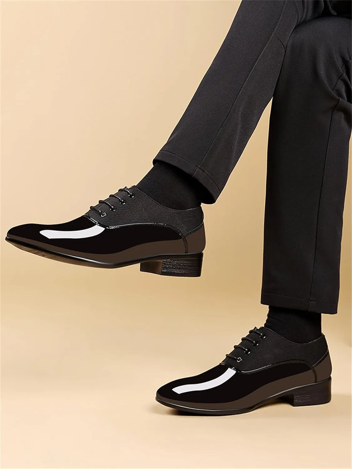 Men's Vintage High Gloss Dress Shoes Patent Leather Oxford Business Suit Tuxedo Formal Shoes Prom Weddings
