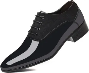 Men's Vintage High Gloss Dress Shoes Patent Leather Oxford Business Suit Tuxedo Formal Shoes Prom Weddings