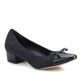 Mesh Upper Hollis Pump: Navy Micro Fabric with Patent Leather I Walking Cradle Hollis Pump: Navy Micro Fabric with Patent Leather I Walking Cradle Glossy Finish