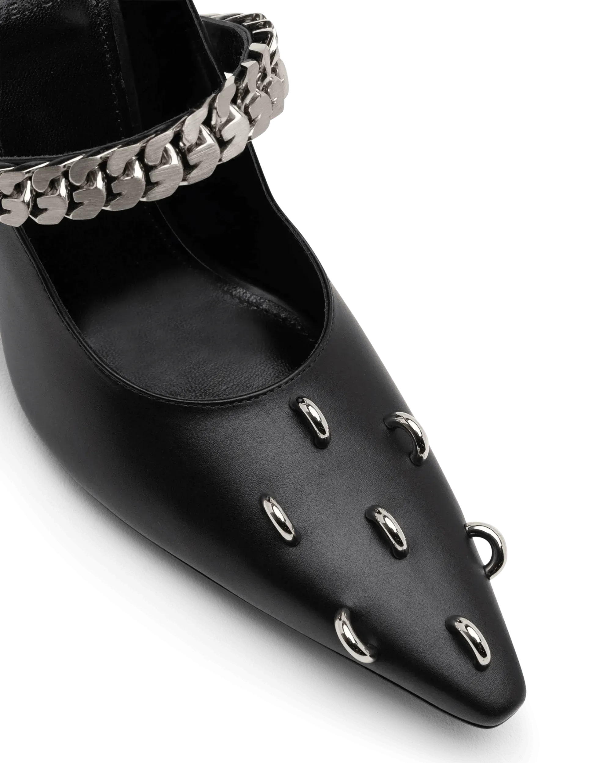 Metal-Detailed Leather Pumps