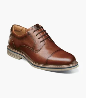 Metallic Accent Norwalk Cap Toe Oxford-Cognac Tumbled | Florsheim Norwalk Cap Toe Oxford-Cognac Tumbled | Florsheim Elevated arch