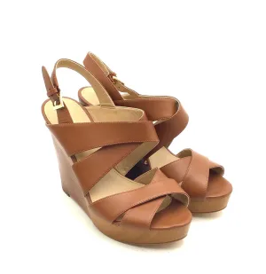 Michael Kors Women's Brown Leather Wedge Platform Heels - Size 8M