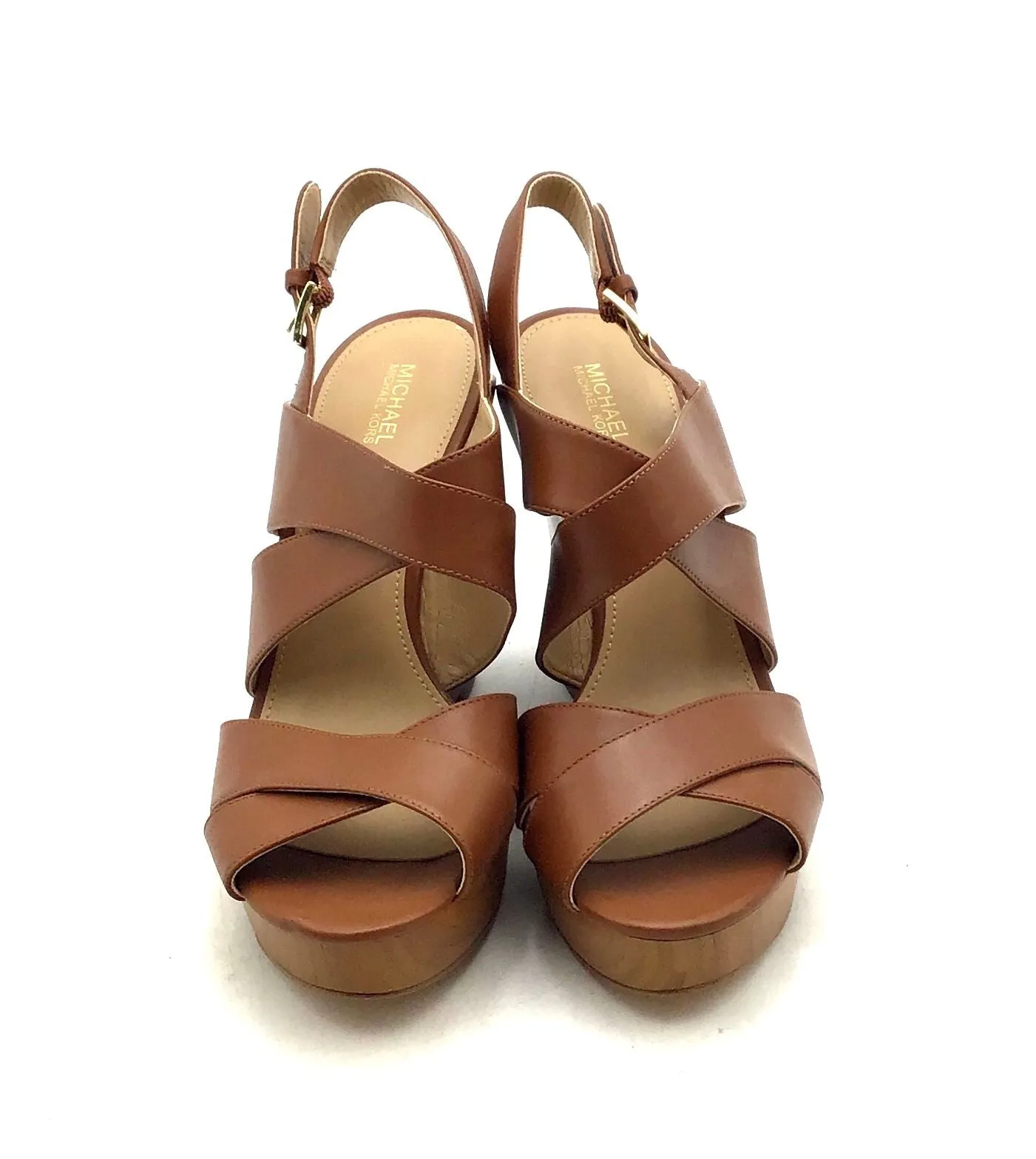 Michael Kors Women's Brown Leather Wedge Platform Heels - Size 8M