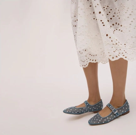 Michaela Shine Mary Jane Flat - Coastal Blue Sandals Seamless Internal Structure