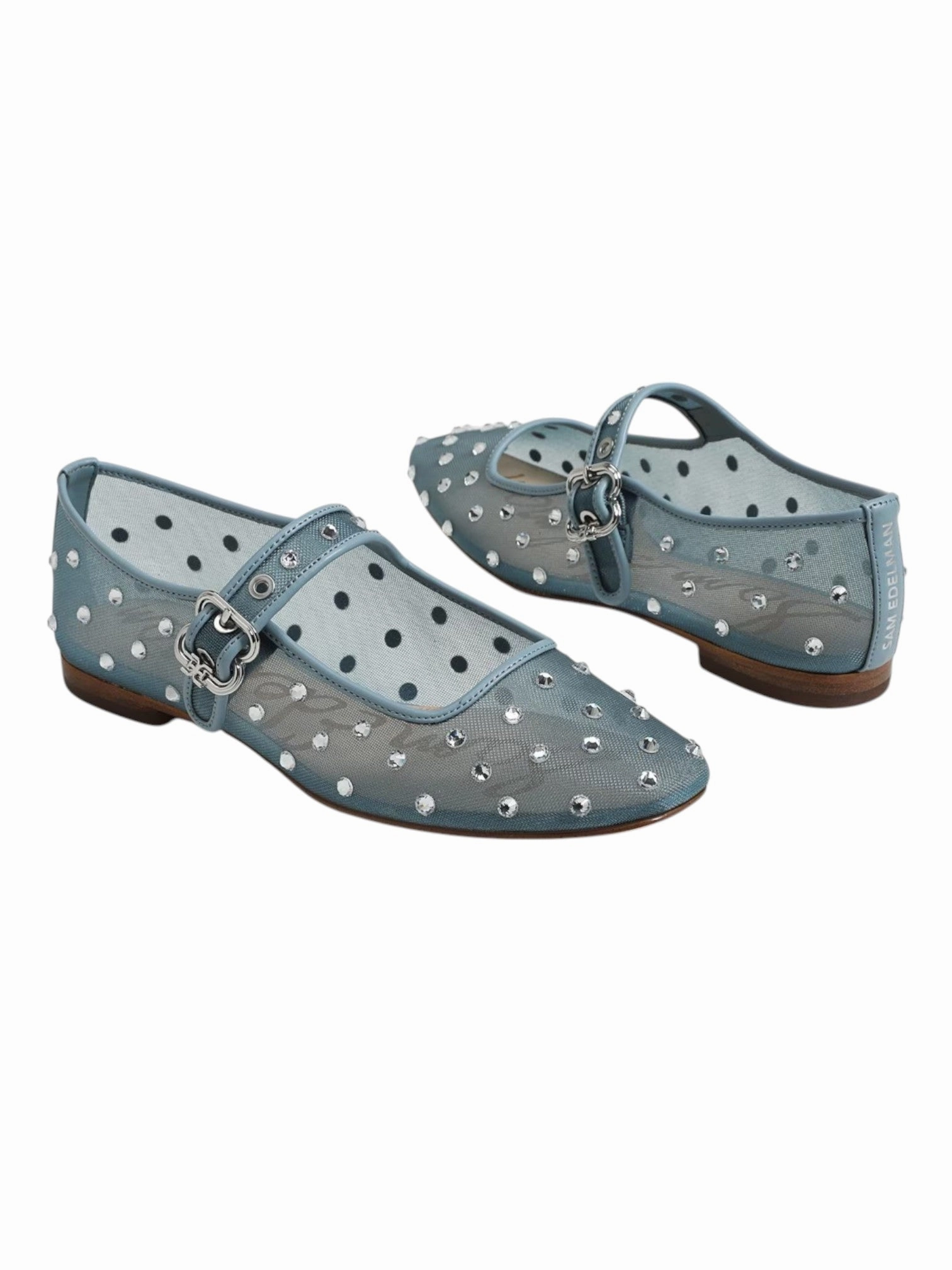 Michaela Shine Mary Jane Flat - Coastal Blue Soft Layers City Edge