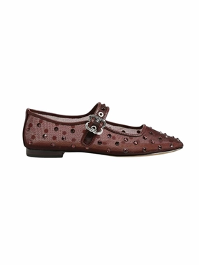 Michaela Shine Mary Jane Flat - French Merlot Mesh Fabric Everyday Travel Cliff Path Michaela Shine Mary Jane Flat - French Merlot Mesh Fabric