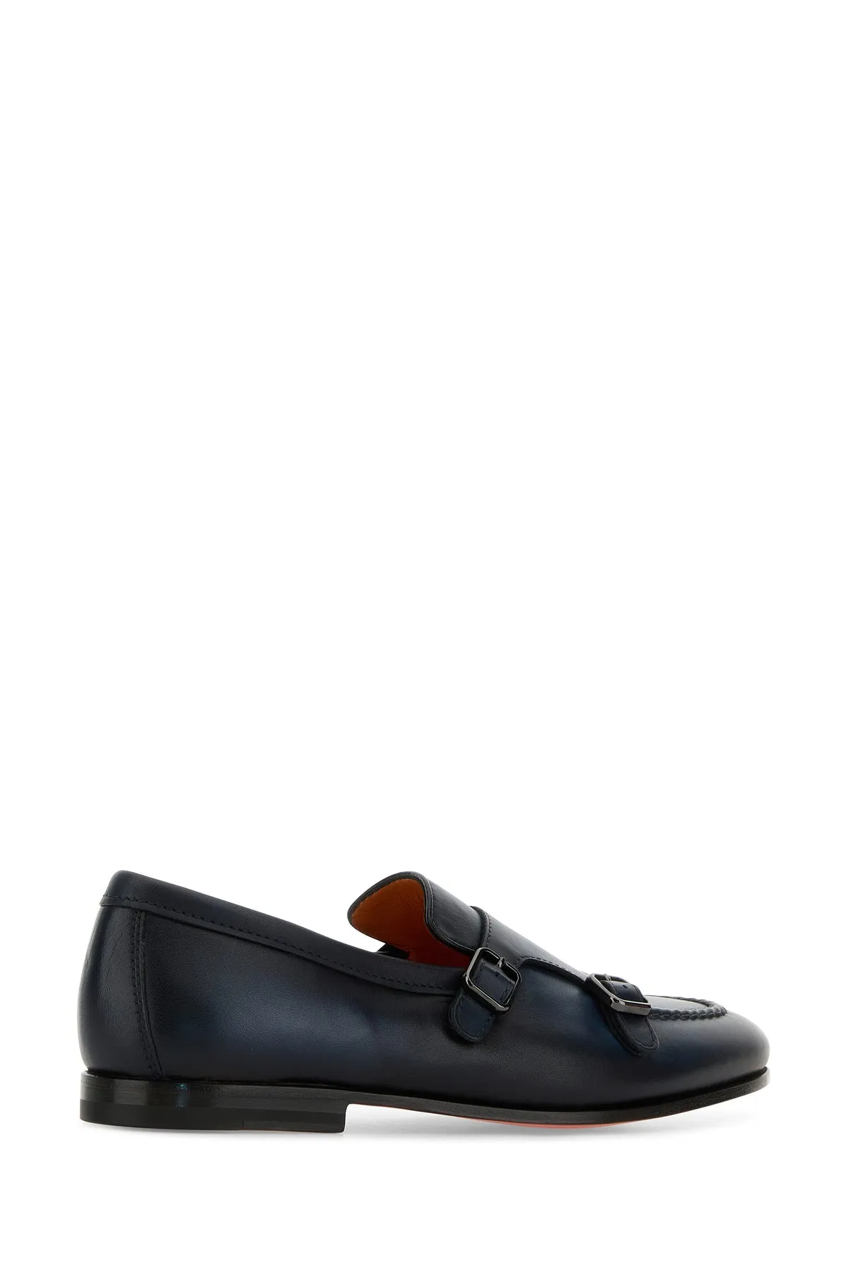 Midnight blue leather Dong monk strap shoes