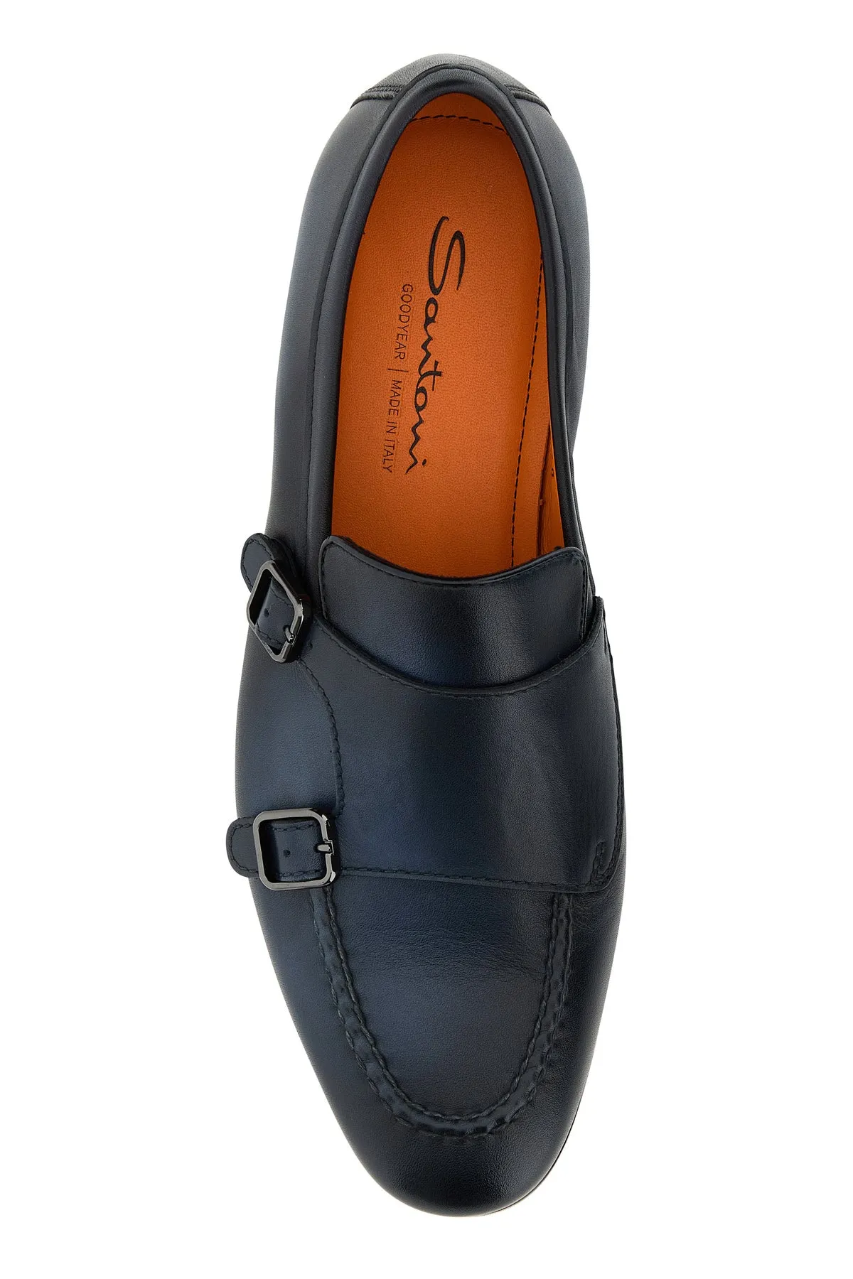 Midnight blue leather Dong monk strap shoes