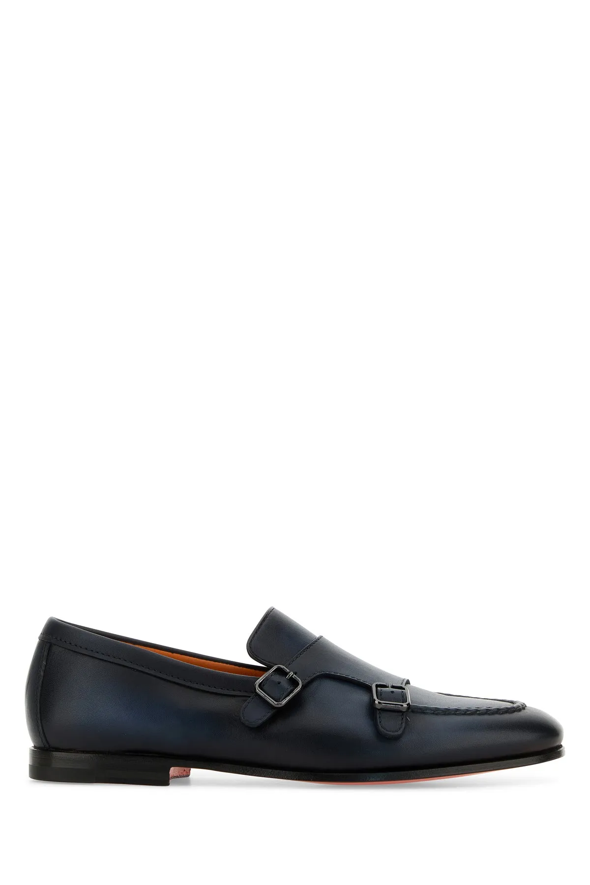 Midnight blue leather Dong monk strap shoes