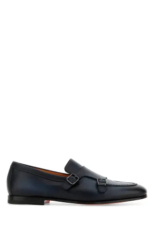 Midnight blue leather Dong monk strap shoes