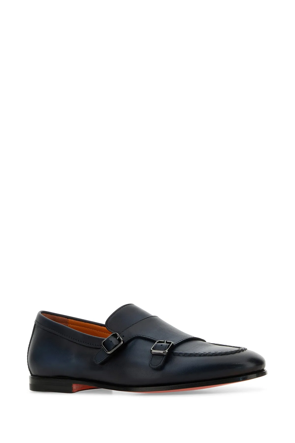 Midnight blue leather Dong monk strap shoes