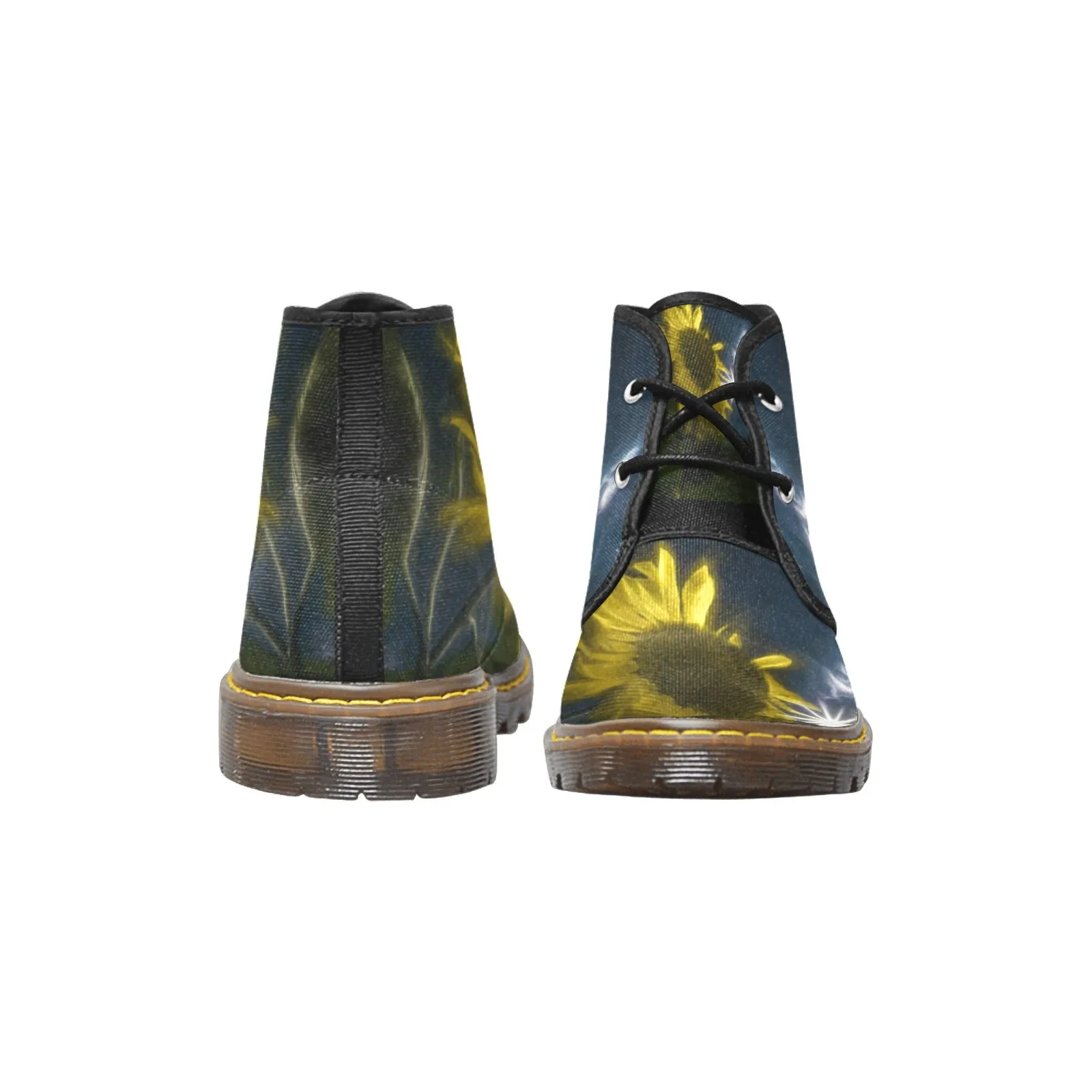 Midnight Sunflower Women's Canvas Chukka Boots