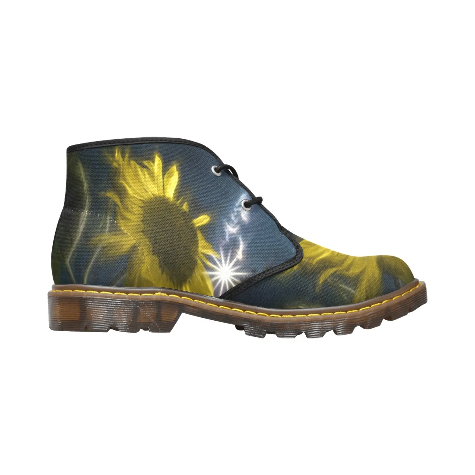 Midnight Sunflower Women's Canvas Chukka Boots
