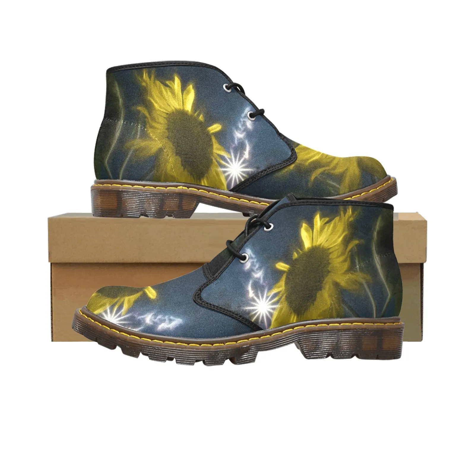 Midnight Sunflower Women's Canvas Chukka Boots