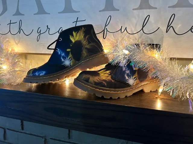 Midnight Sunflower Women's Canvas Chukka Boots