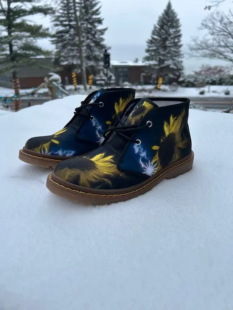 Midnight Sunflower Women's Canvas Chukka Boots