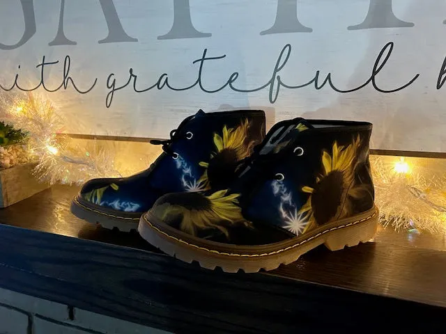 Midnight Sunflower Women's Canvas Chukka Boots