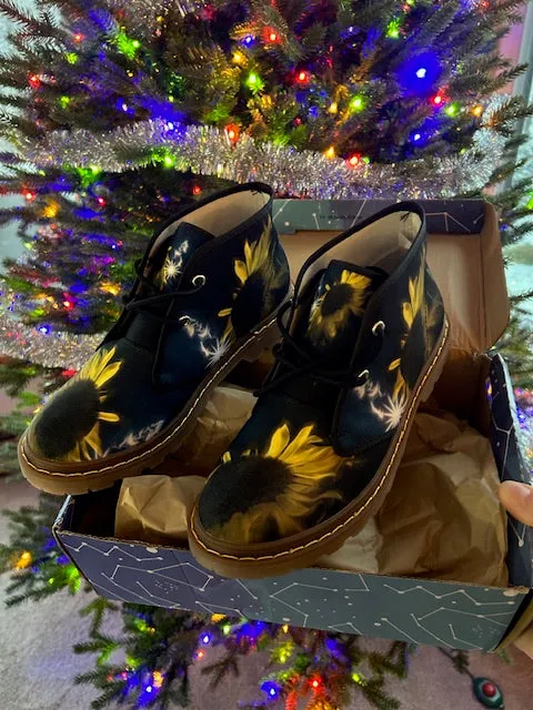 Midnight Sunflower Women's Canvas Chukka Boots