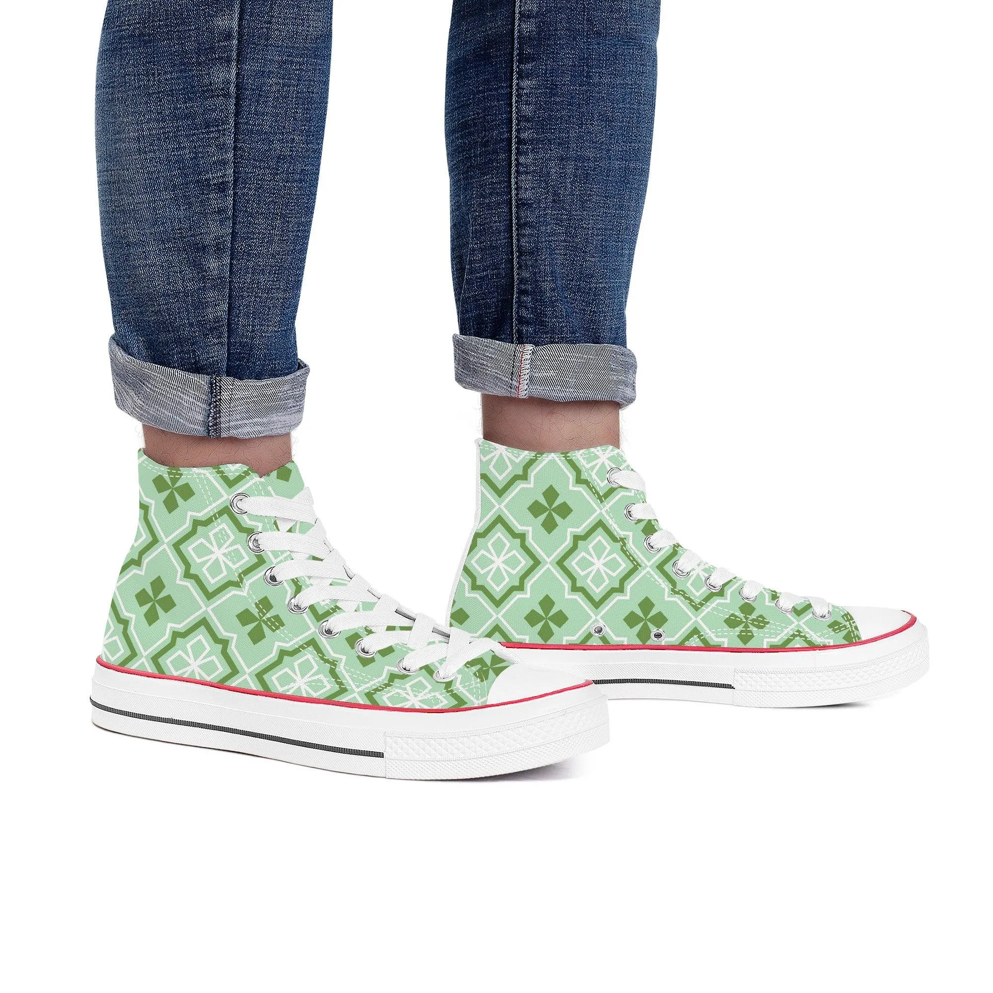 Midori 緑 - Green (Mint) High Top Canvas Shoes