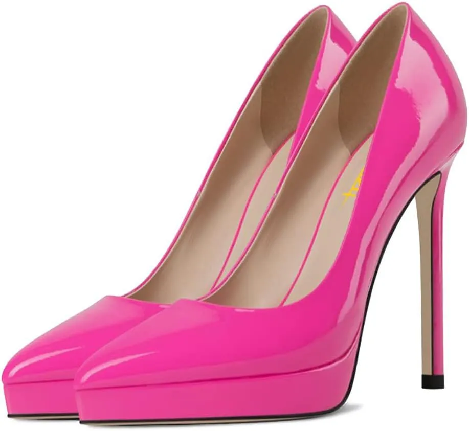 Milooey shoes Women Closed Pointed Toe Slip On Platform Pumps Sexy Stiletto High Heels Lady Elegant Dress Formal Shoes Size 4-16 Us