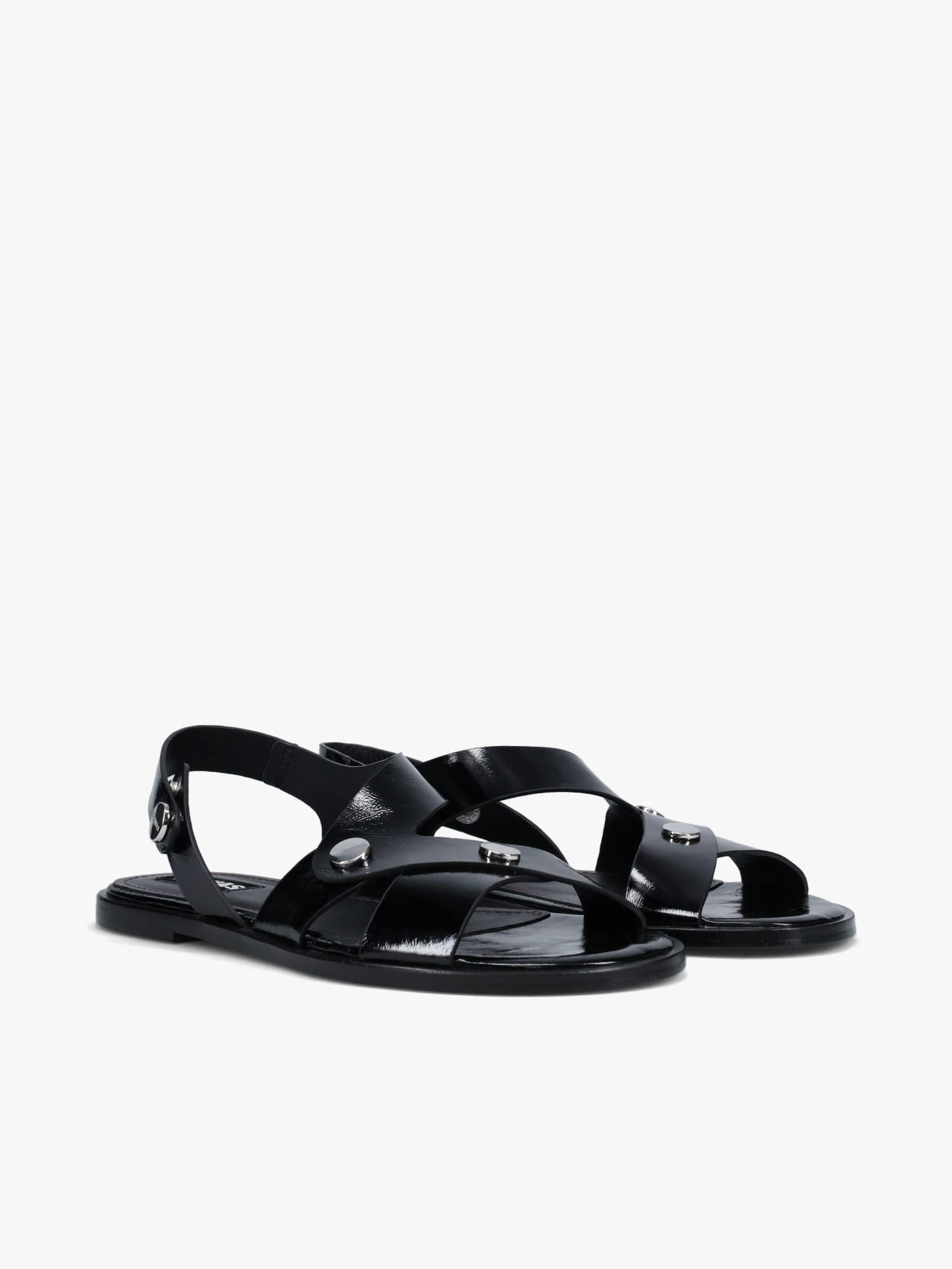 Mindy Black Onix Leather Casual Beach Shoes Smooth Walk