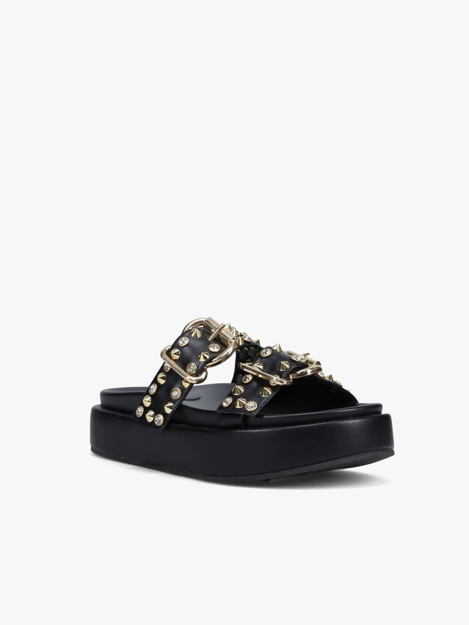 Nora Black Stones smooth Stylish Sandals ventilation channels
