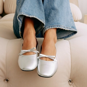 Missy Ballet Flat - Silver Balanced Fit Lace Accent Missy Ballet Flat - Silver