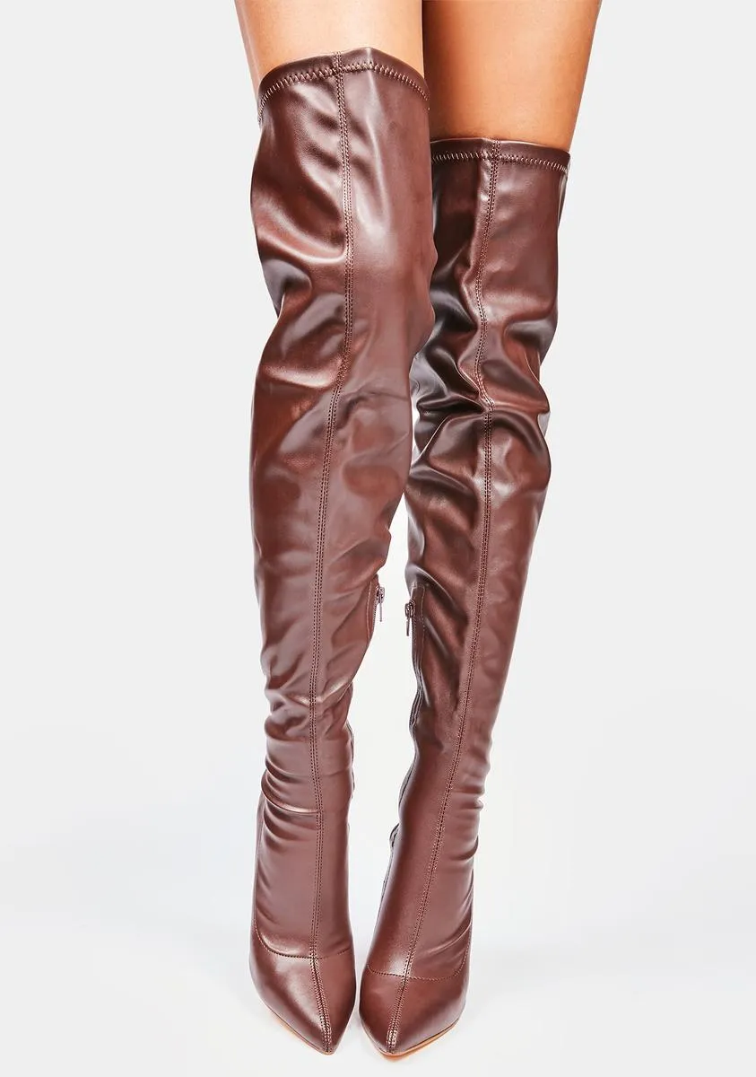 Mocha Draw The Line Thigh High Boots