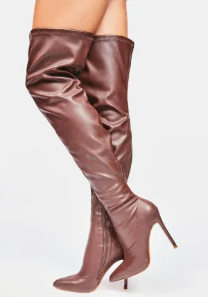 Mocha Draw The Line Thigh High Boots