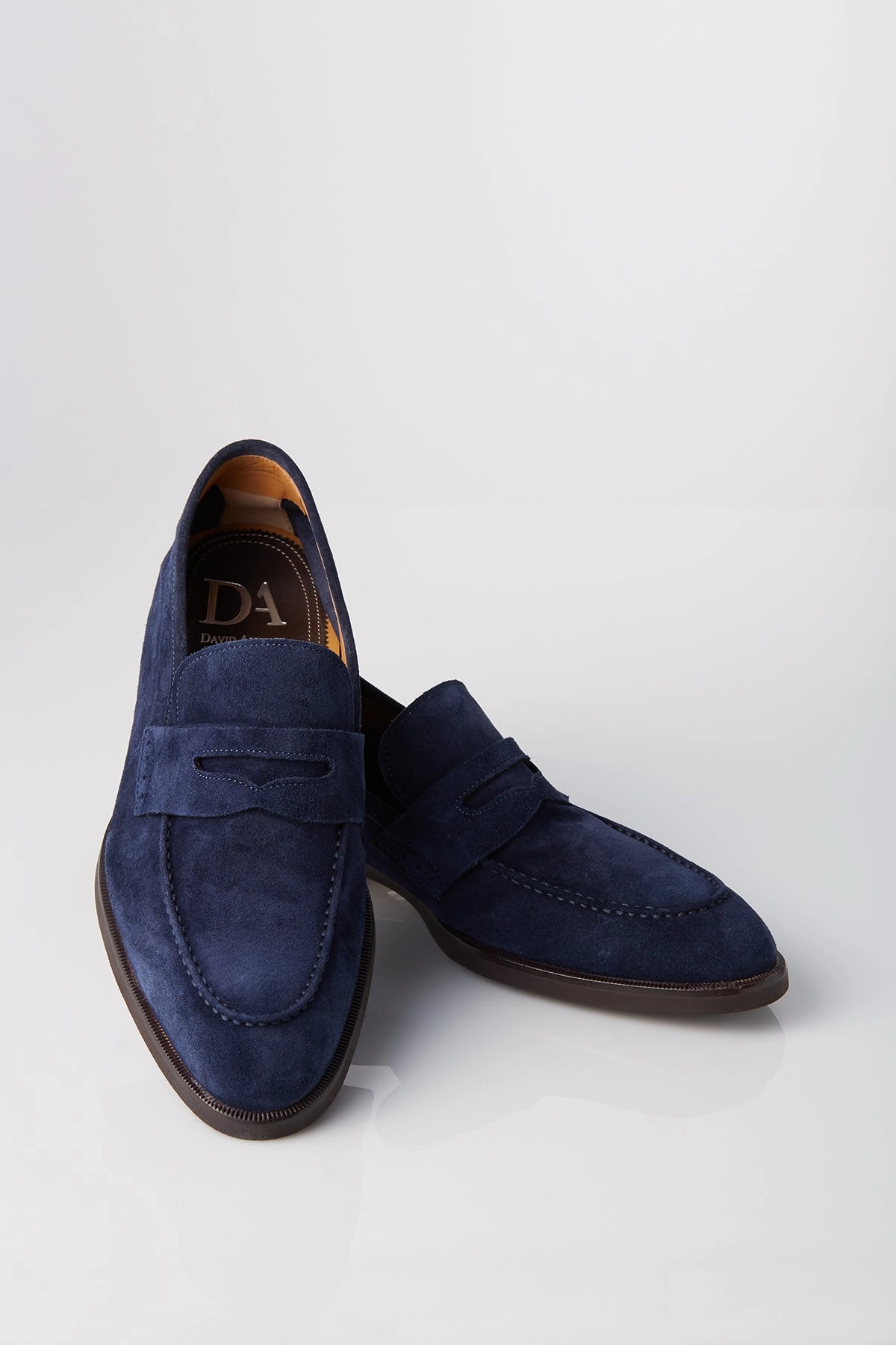 Any Weather Smooth Design David August Suede Penny Loafer in Cosmos Blue