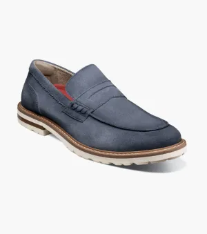 Performance Wear Hopkins Moc Toe Penny Slip On-Navy Suede | Stacy Adams