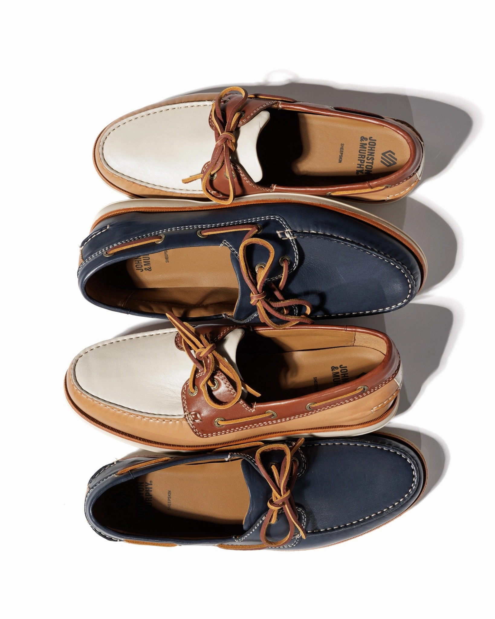 Stylish Minimal Slim Shape Monaco Boat Shoe Navy Sheepskin