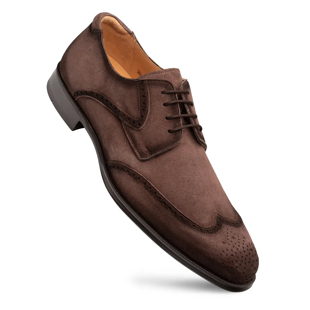 All-weather chic Benante Suede Wing Tip Derby-Brown | Mezlan