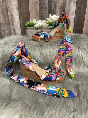 Multi-colored Sandals Heels Wedge Impo, Size 9.5