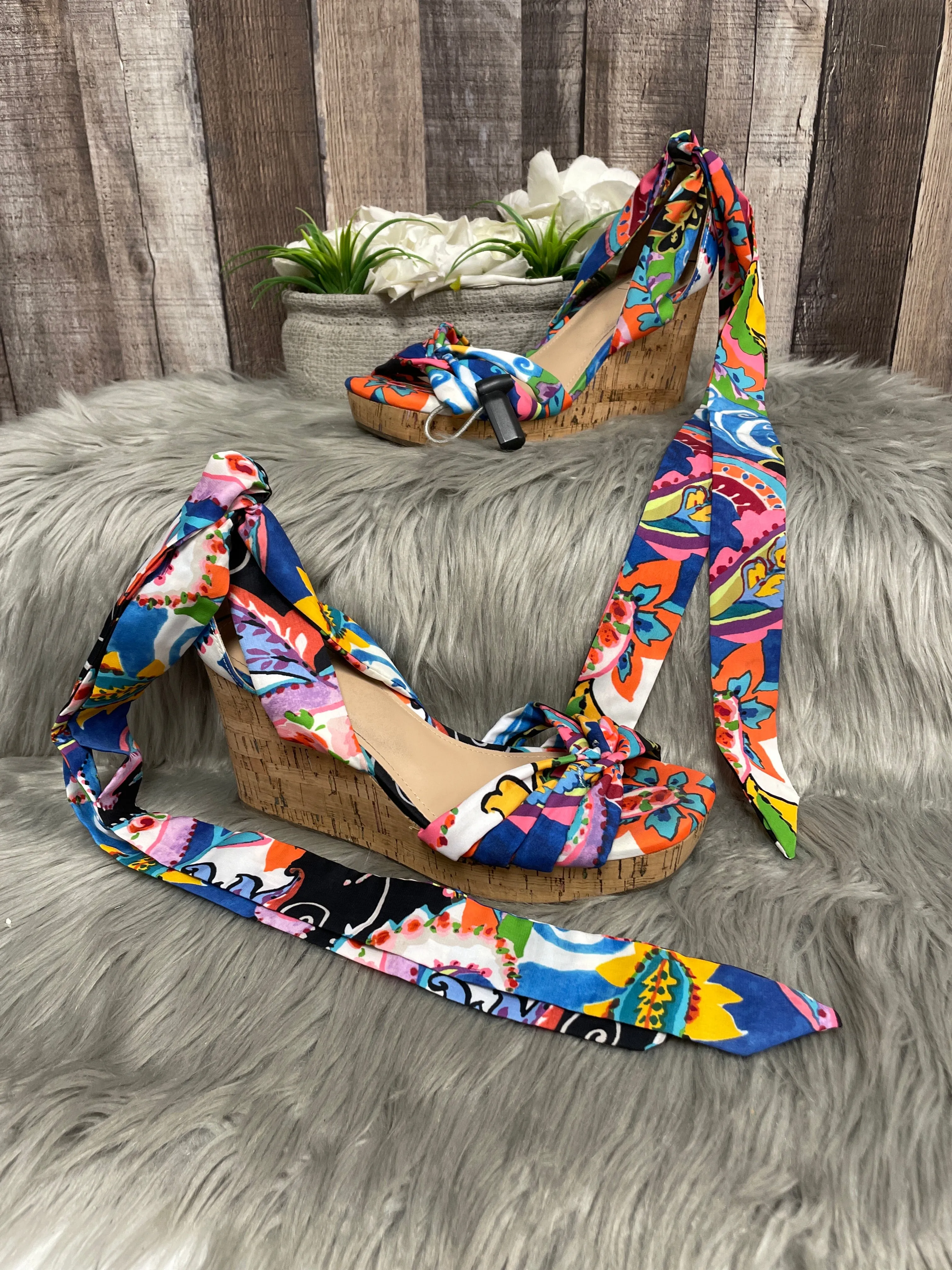 Multi-colored Sandals Heels Wedge Impo, Size 9.5