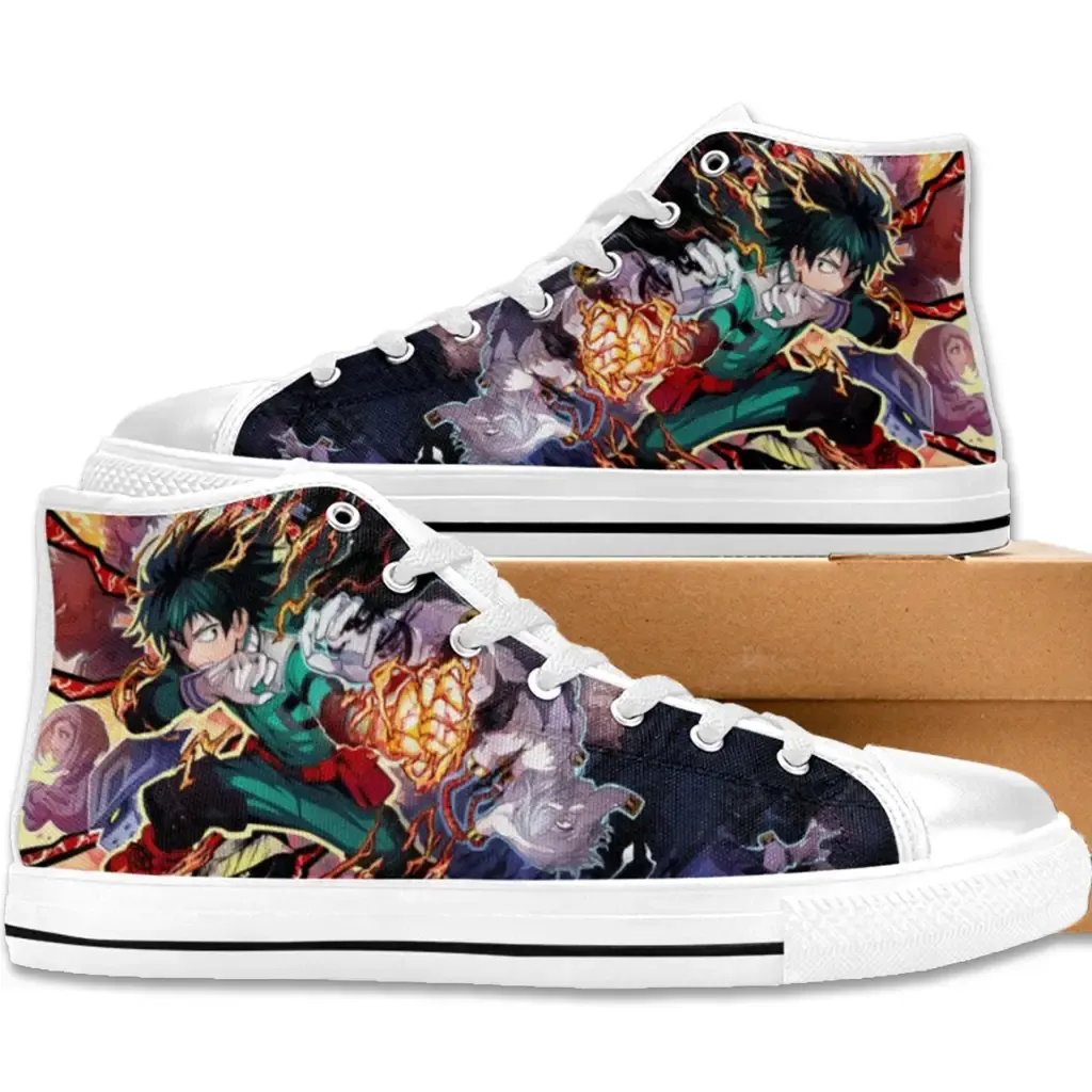 My Hero Academia Deku One For All Shoes High Top Sneakers for Kids and Adults