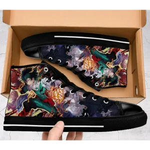 My Hero Academia Deku One For All Shoes High Top Sneakers for Kids and Adults
