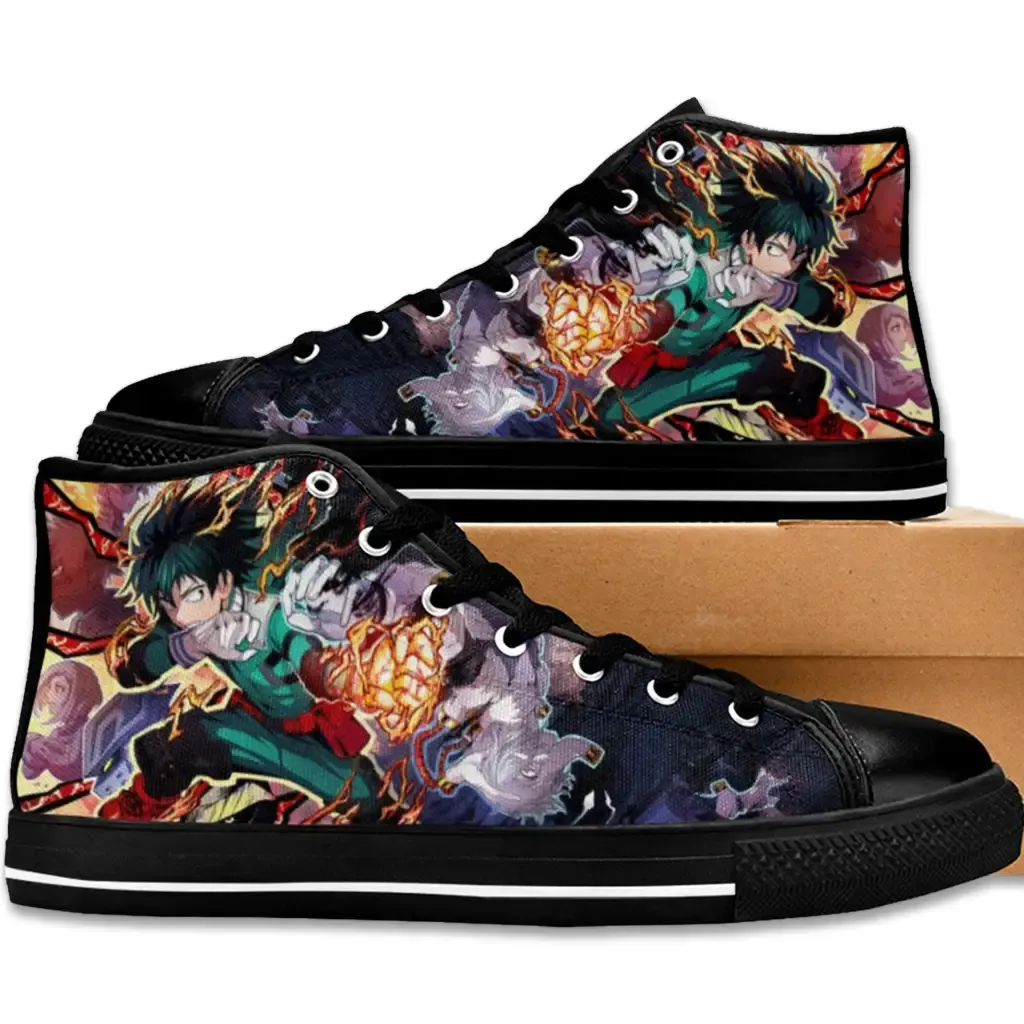 My Hero Academia Deku One For All Shoes High Top Sneakers for Kids and Adults